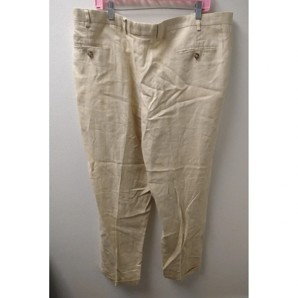 Baird McNutt Linen Pants Mens 42 34 Beige Pattern Murano Lightweight Breathable
